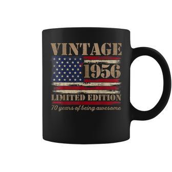 Vintage 1956 Usa Flag Bold Text 70Th Birthday 70 Years Old Coffee Mug - Thegiftio UK
