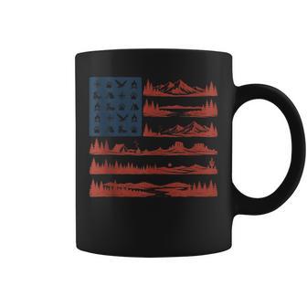 Vintage Camping Montaña Lago Desierto Desierto Escenas In Mangas Taza de café - Regaloses
