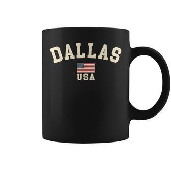 Vintage Dallas Usa Bandera Americana Texas Coolouvenir Retro Taza de café - Regaloses