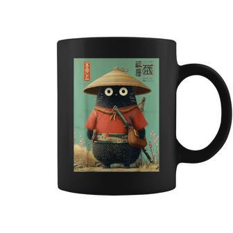 Vintage Japonés Gatoamuraiumi-Eiajero Guerrero Anime Taza de café - Regaloses