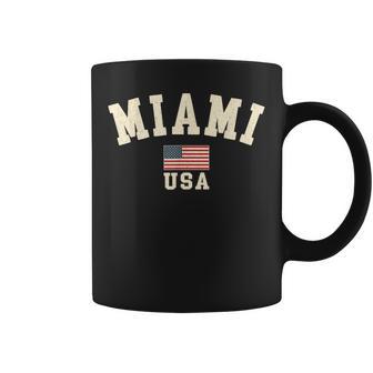 Vintage Miami Usa Drapeau Américain Floride Coolouvenir Rétro Tasse - Cadeauxyz