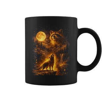 Vintage Moonlight Animal Raccoon Howling At The Moon Coffee Mug - Thegiftio UK