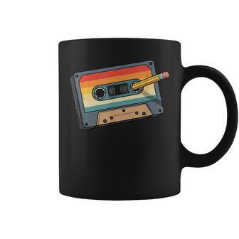 Vintage Retro Cassette Cinta Lápiz Años 80 Años 90 Diseño Taza de café - Regaloses