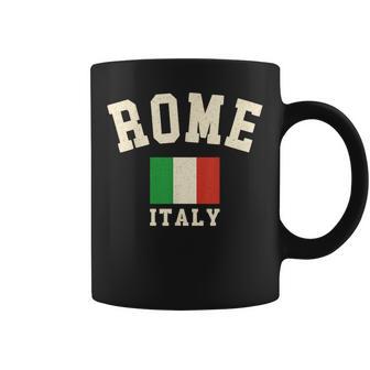 Vintage Roma Italia Bandera Italiana Recuerdo Retro Gráfico Taza de café - Regaloses