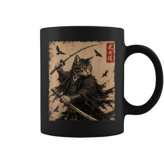 Vintage Samurai Cat Anime Warrior With Swords Cats Coffee Mug | Seseable UK