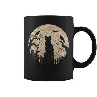 Vintage Scary Christmas Cat Costume Retro Cat Moon Black Cat Coffee Mug | Seseable UK