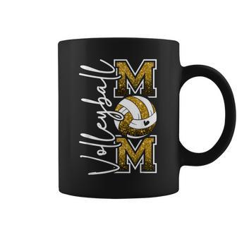 Volleyball Mom Game Day Black & Gold Spirit Cheer Mom Coffee Mug | Seseable UK