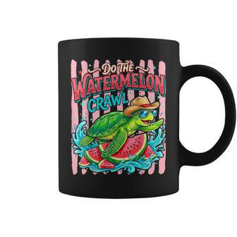 Do The Watermelon Crawl Turtle Girly Striped Summer Coffee Mug - Monsterry