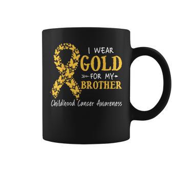 I Wear Gold For My Brother Childhood Cancer Awareness Sister Coffee Mug - Thegiftio UK