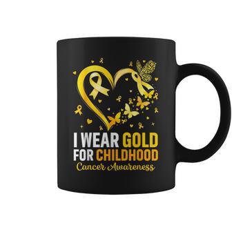 I Wear Gold For Childhood Cancer Awareness Kids Coffee Mug | Seseable UK