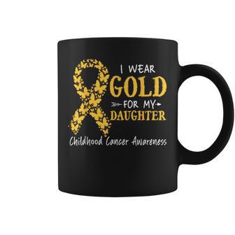 I Wear Gold For My Daughter Childhood Cancer Awareness Mom Coffee Mug | Seseable UK
