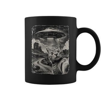 Wide Eyed Cat Under A Flying Saucer Desert Coffee Mug - Thegiftio UK