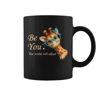 Be You The World Will Adjust Cute Giraffe Lover Glasses Coffee Mug - Thegiftio UK