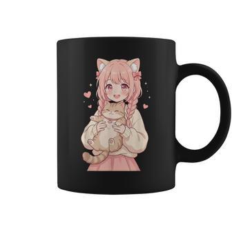 かわいい アニメ 女の子 抱っこ 猫 かわいい 漫画 猫好き オタク コーヒーマグ - Kawaiitshirt