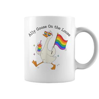 Ally Goose On-The-Loose Rainbow Flag Lgbtq Pride Month Coffee Mug - Thegiftio UK