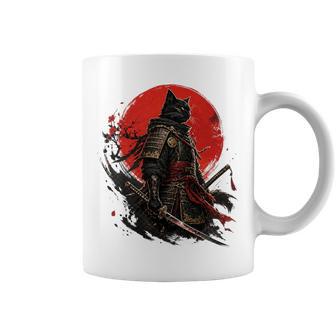 Arte De Armaduraintage De Guerrero Japonésamurái De Gato Negro Taza de café - Regaloses