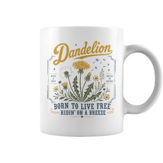 Born To Live Free Riding On A Breeze Dandelion Coffee Mug - Thegiftio UK