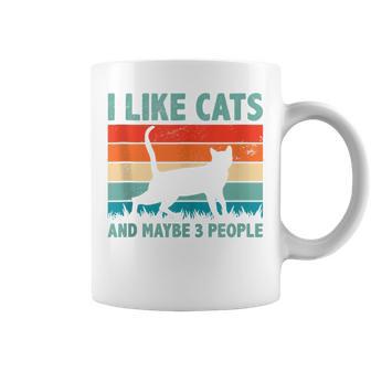 I Like Cats And Maybe 3 Personas Amante De Gatos Entrenador De Gatos Animal In Mangas Taza de café - Regaloses