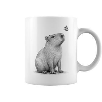 Cute Capybara With Butterfly Girls Kids Coffee Mug - Thegiftio UK