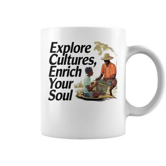 Explora Culturas Enriquece Tu Alma Tema Diversidad Cultural Taza de café - Regaloses