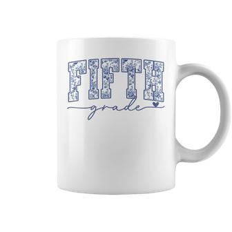Fifth Grade Blue Floral Back To School Teachers Girls Kids Coffee Mug | Seseable UK