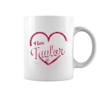 Gráfico De Corazón Rosa I Love Taylor Taza de café - Regaloses