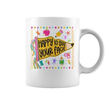 Happy To See Your Face Cute Pencil Pennant Flag Teacher Coffee Mug | Seseable UK