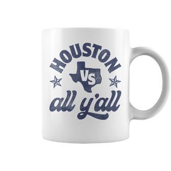 Houston Vs All Y'all Texas State Map Retro Vintage Texan Tx Coffee Mug | Seseable UK