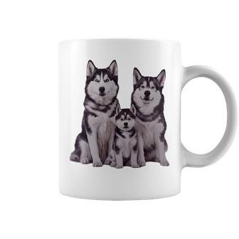 Husky Puppy Familyketch Dibujo Arte Taza de café - Regaloses