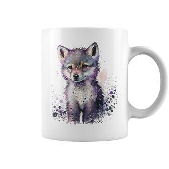 Imprimé Animal Hommes S Enfants Aquarelle Loup Chiot Tasse - Cadeauxyz