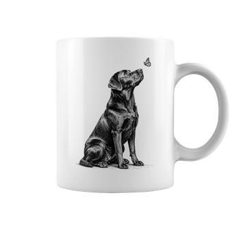 Labrador Retriever Dog With Butterfly Boys Black Lab Coffee Mug - Thegiftio UK