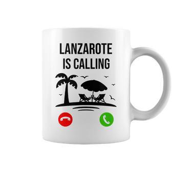 Lanzarote Está Llamando Un Divertido Recuerdo Deacaciones Deerano Taza de café - Regaloses