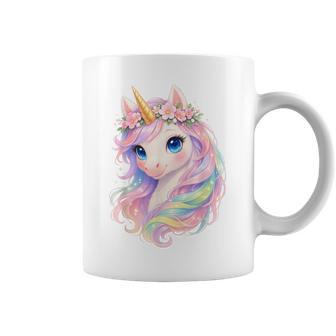 Licorne Mignonne Avec Cheveux Arc-En-Ciel Licorne Tasse - Cadeauxyz