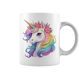 Licorneuper Mignonne À La Crinière Arc-En-Ciel Licorne Tasse - Cadeauxyz
