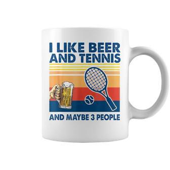 I Like Beer And Tennis Maybe 3 People ビンテージ コーヒーマグ - Kawaiitshirt