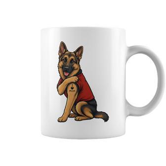 I Love Mom Tattoed Dog Mama German Shepherd Dog Owner Lover Coffee Mug - Thegiftio UK