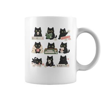 Mahjong Graphic Black Cats Playing Mahjong Game Lovers Coffee Mug - Thegiftio UK