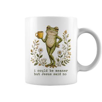 I Could Be Meaner But Jesus Said No Frog Floral Coffee Mug | Seseable UK