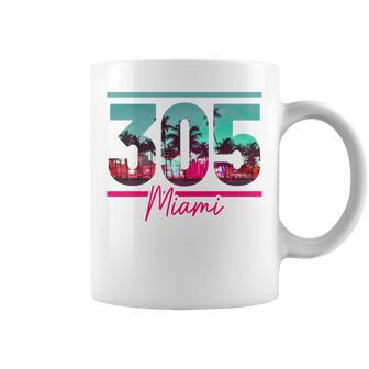 Miami 305 Area Code Florida Vintage Palm Trees Pride Retro Comfort Colors Crop Top Coffee Mug - Thegiftio UK