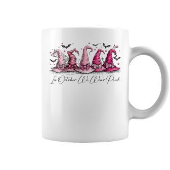 In October We Wear Pink Witch Hat Breast Cancer Halloween Coffee Mug - Thegiftio UK