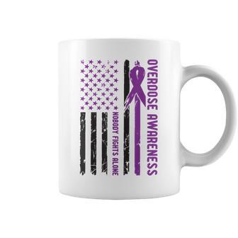 Overdose Awareness Usa Flag Purple Ribbon Drug Addiction Coffee Mug - Thegiftio UK