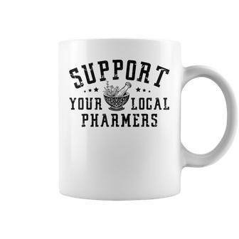 Pharmacology Lovers Support Your Local Pharmers Cute Pharmacy Tech Pharmer -Adults Grey Short Sleeve Classic Fit Crew Neck Coffee Mug - Thegiftio UK