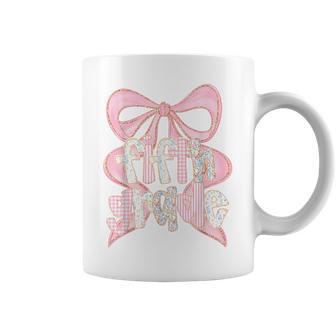 Preppy Fifth Grade Teacher 5Th Grade Floral Coquette Bow Coffee Mug | Seseable UK