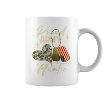 Proud Army Auntie Camouflage Mother's Day Dog Tag Us Flag For Women Coffee Mug | Seseable UK