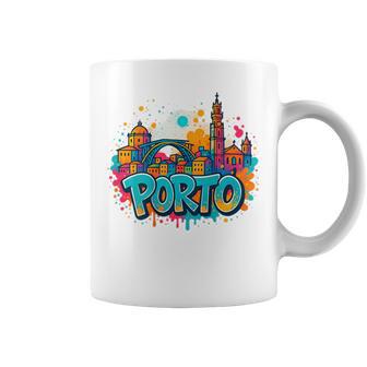 Recuerdo Del Horizonte De Oporto Con Graffiti Taza de café - Regaloses