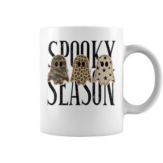 Retro Patchwork Ghosts Camo Leopard Halloween Spooky Season Coffee Mug - Thegiftio UK