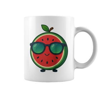 Sandía Fresca De Dibujos Animados Con Gafas Deol Manga Raglan Taza de café - Regaloses