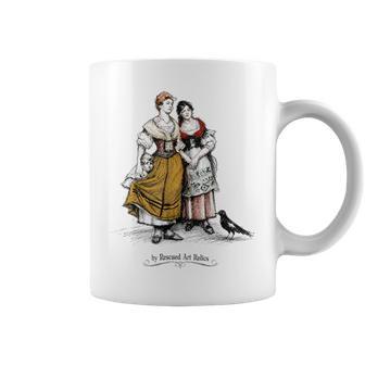Señorasintage Y Urraca Arte Antiguo Bosquejo Taza de café - Regaloses