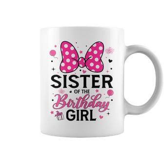 Sister Of The Birthday Girl Cute Pink Bow Family Matching Coffee Mug | Seseable UK
