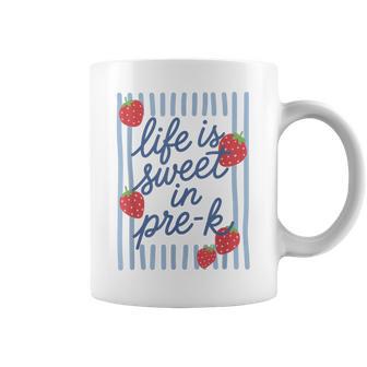 Striped Life Is Sweet In Pre-K Strawberries Teacher Coffee Mug - Thegiftio UK